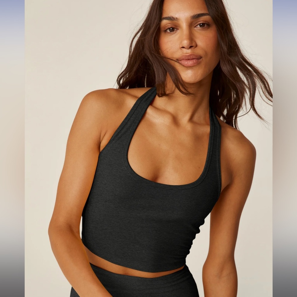 Spacedye Well Rounded Cropped Halter Tank - Darkest Night / S